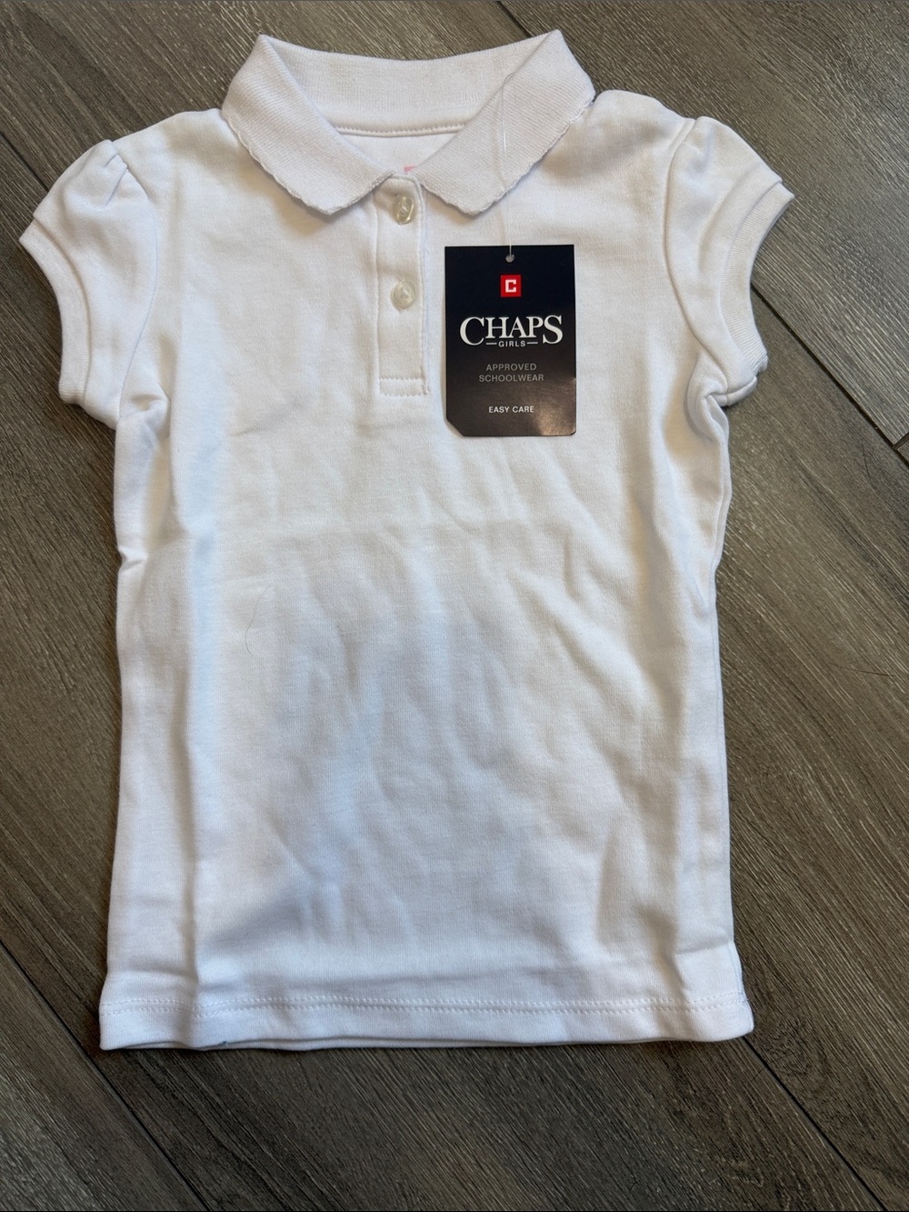 Chaps Girls White Polo Top with Button Placket